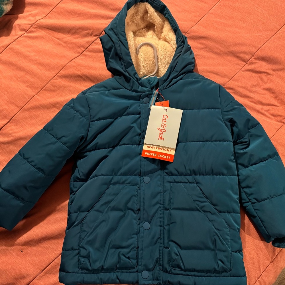 Cat & Jack Blue Puffer Jacket with Hood NWT